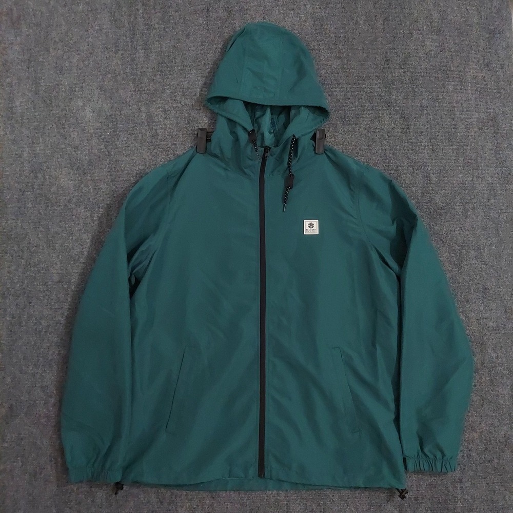 Element‎ Jacket Mens XL Green Wolfeboro Hooded Windbreaker Full Zip Lightweight